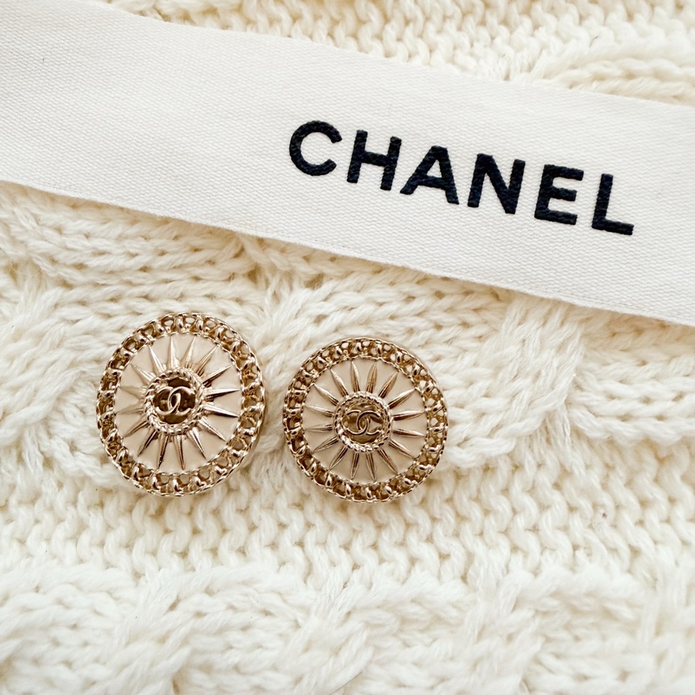 Vintage Gold-Tone Chanel CC Starburst Buttons